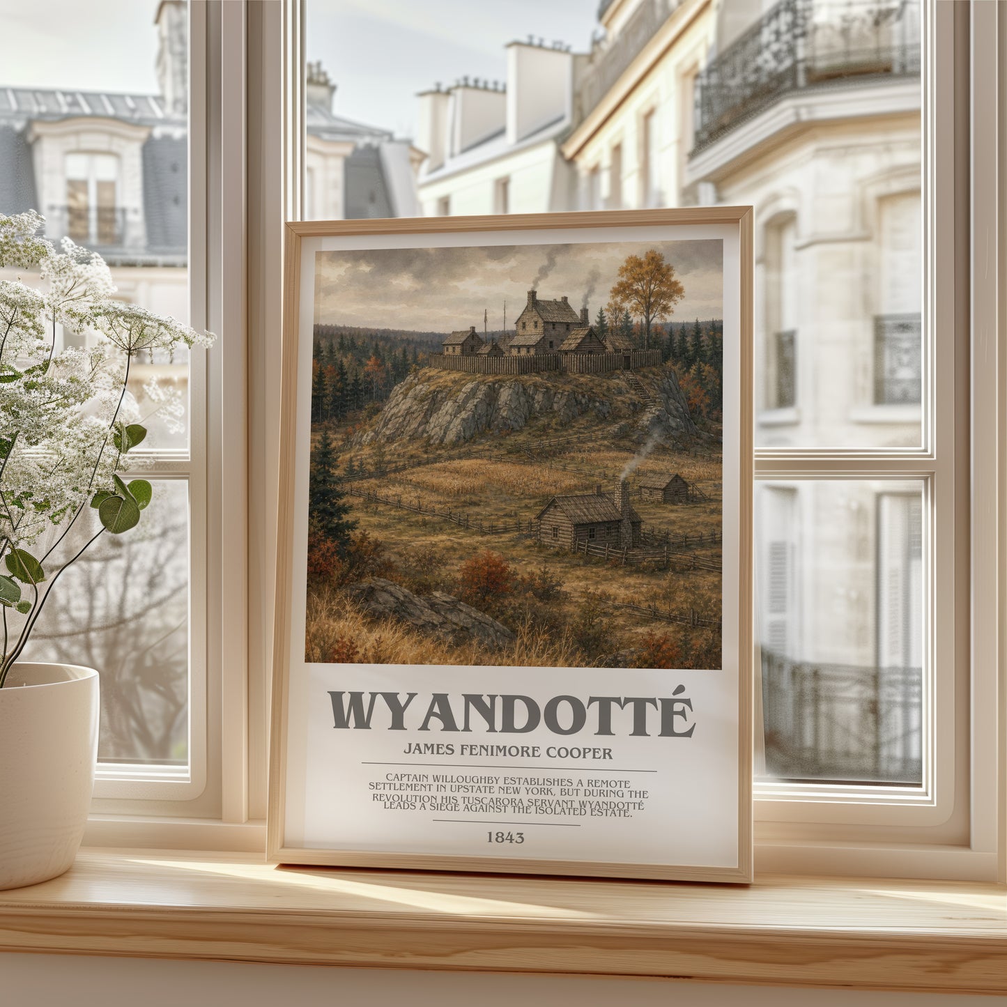 Wyandotté bookish poster colour and style options – James Fenimore Cooper book art