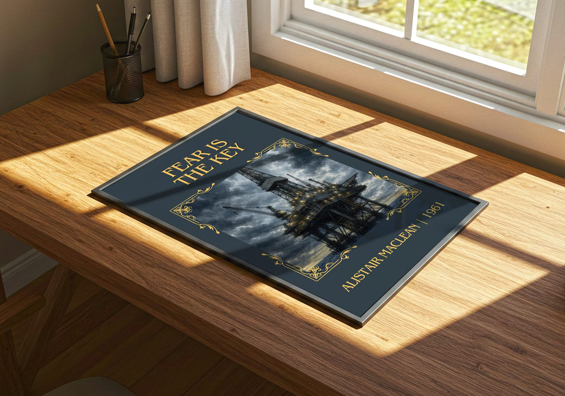 Fear Is the Key Classic Book Art Print by Alistair MacLean – print on a sunlit desk