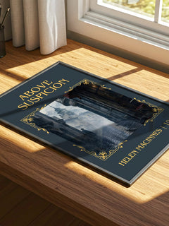 Above Suspicion Classic Book Art Print by Helen MacInnes – print on a sunlit desk