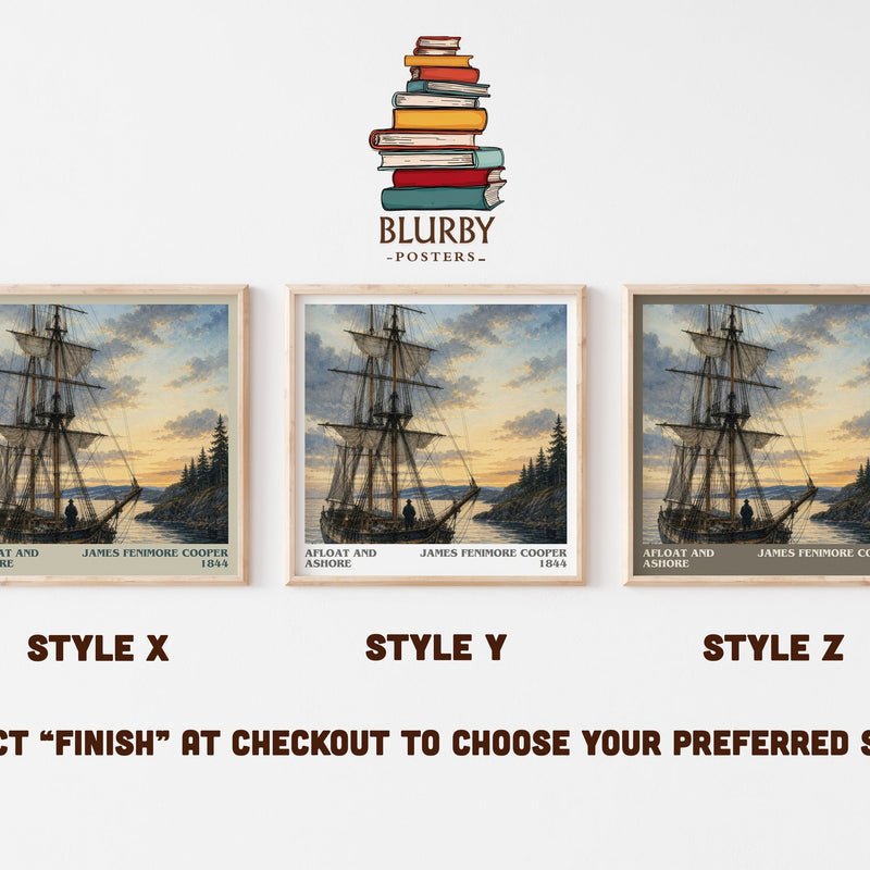 Afloat And Ashore literary print in frame leaning in hallway – adventure wall art