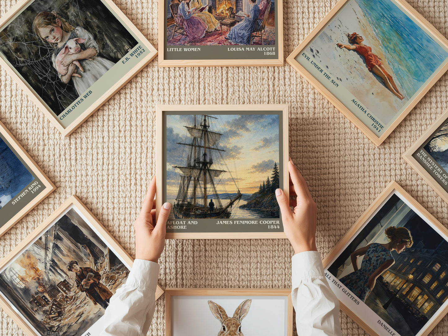 Afloat And Ashore literary book poster framed on wall – adventure wall art
