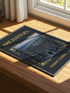 Archangel Classic Book Art Print by Robert Harris – print on a sunlit desk