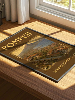 Pompeii Classic Book Art Print by Robert Harris – print on a sunlit desk