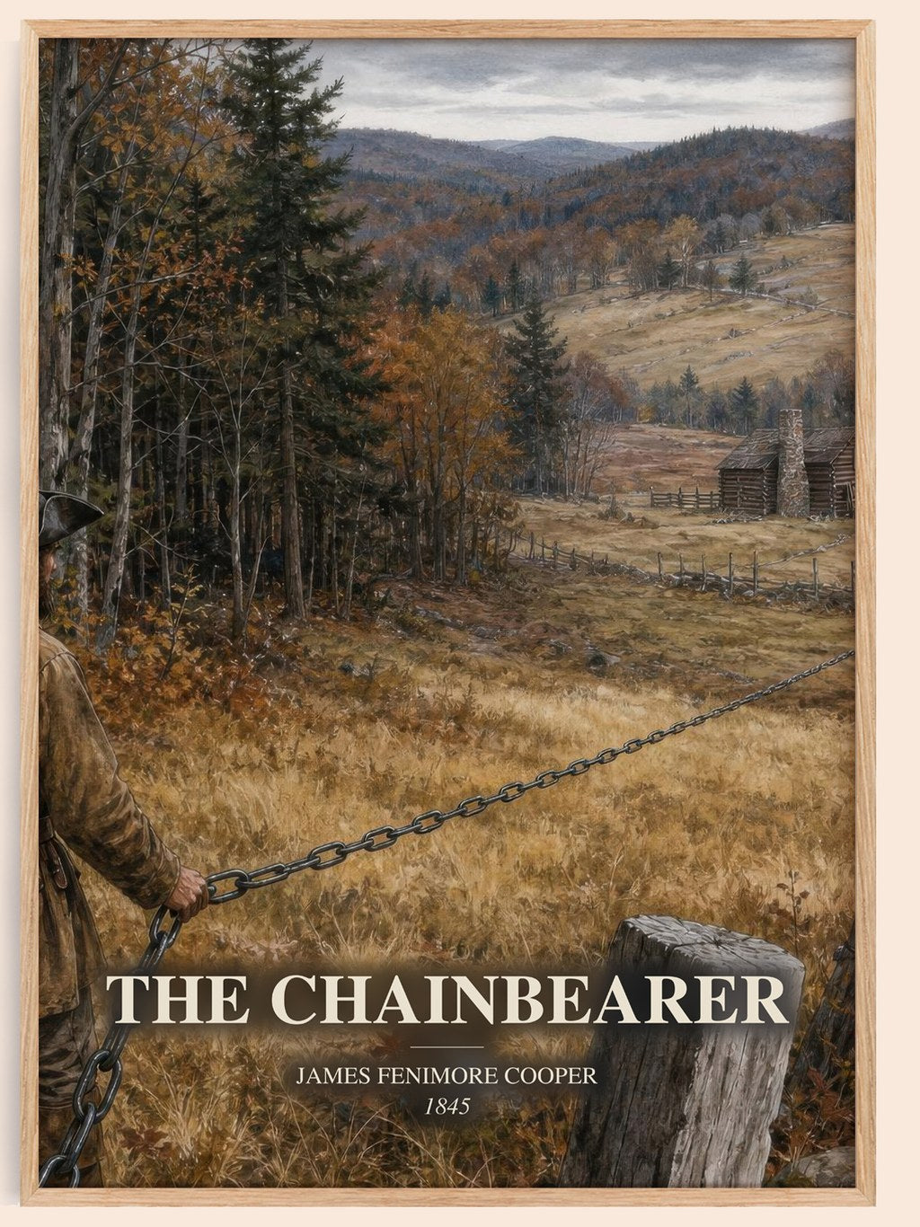 The Chainbearer watercolour book poster by James Fenimore Cooper – framed literary art print
