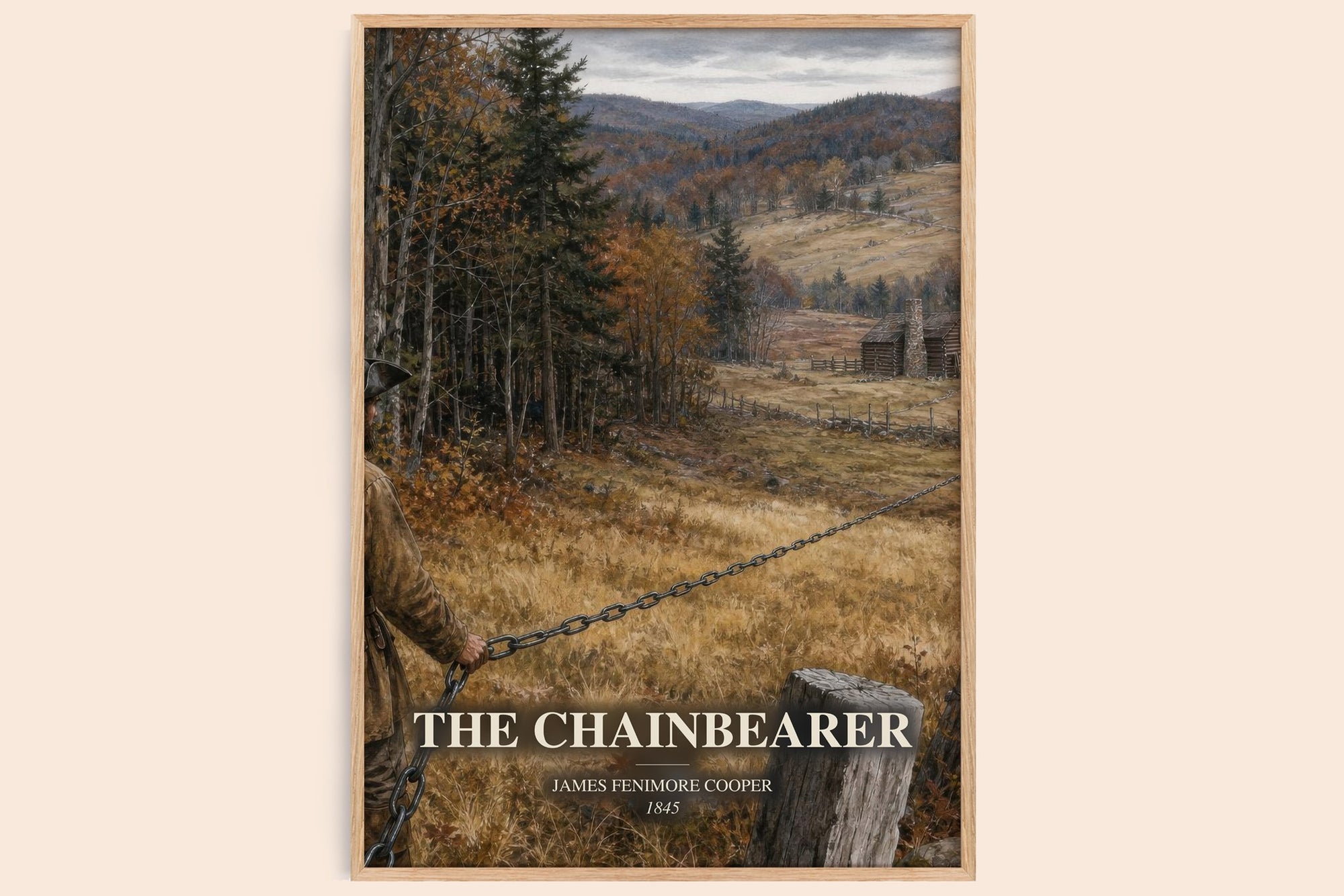 The Chainbearer watercolour book poster by James Fenimore Cooper – framed literary art print