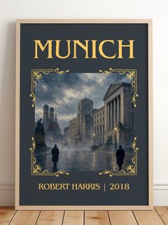 Munich Classic Book Art Print by Robert Harris – framed print leaning on a wooden floor