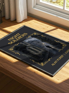 Night Soldiers Classic Book Art Print by Alan Furst – print on a sunlit desk