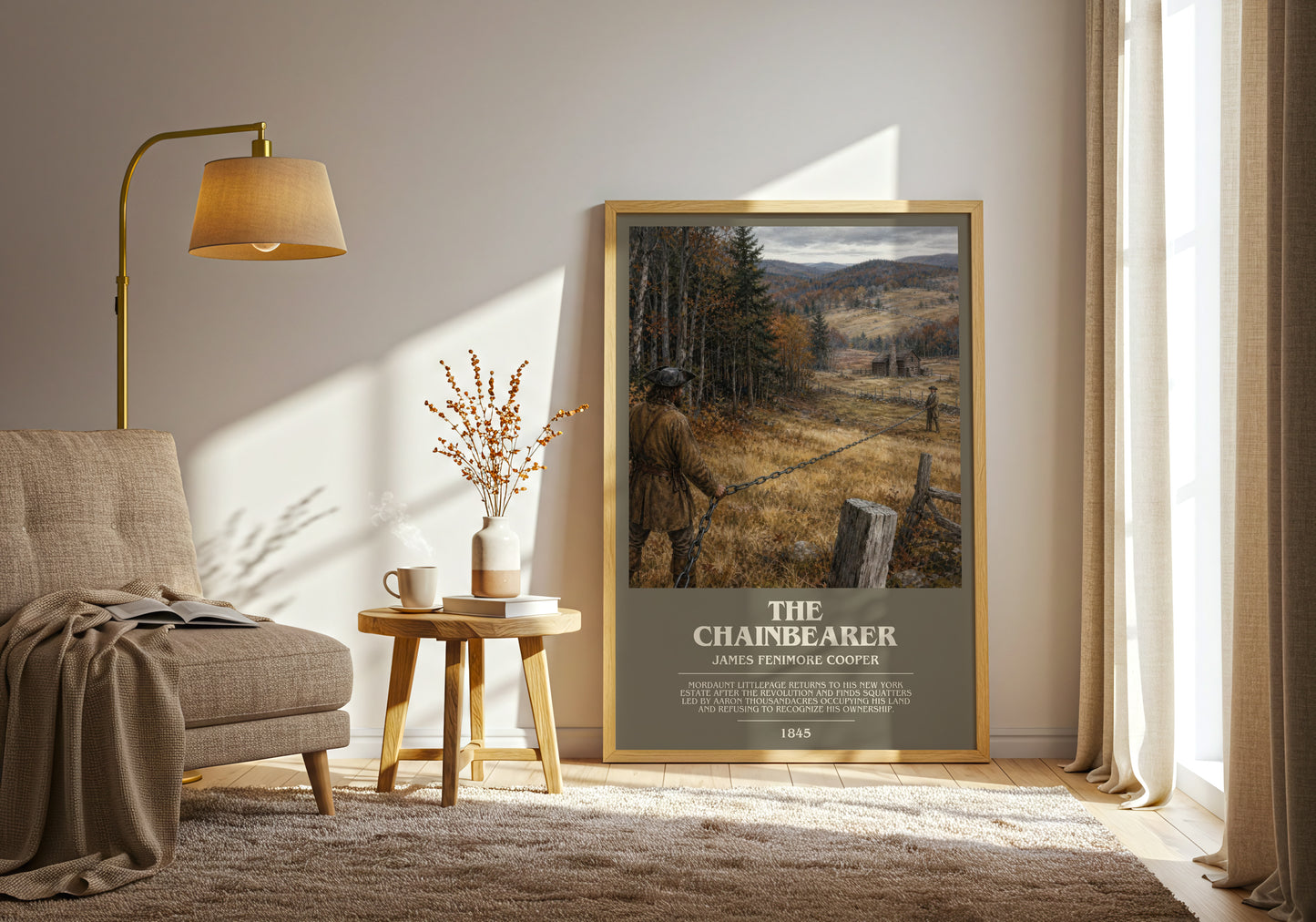 The Chainbearer bookish print on bookshelf – James Fenimore Cooper fan gift