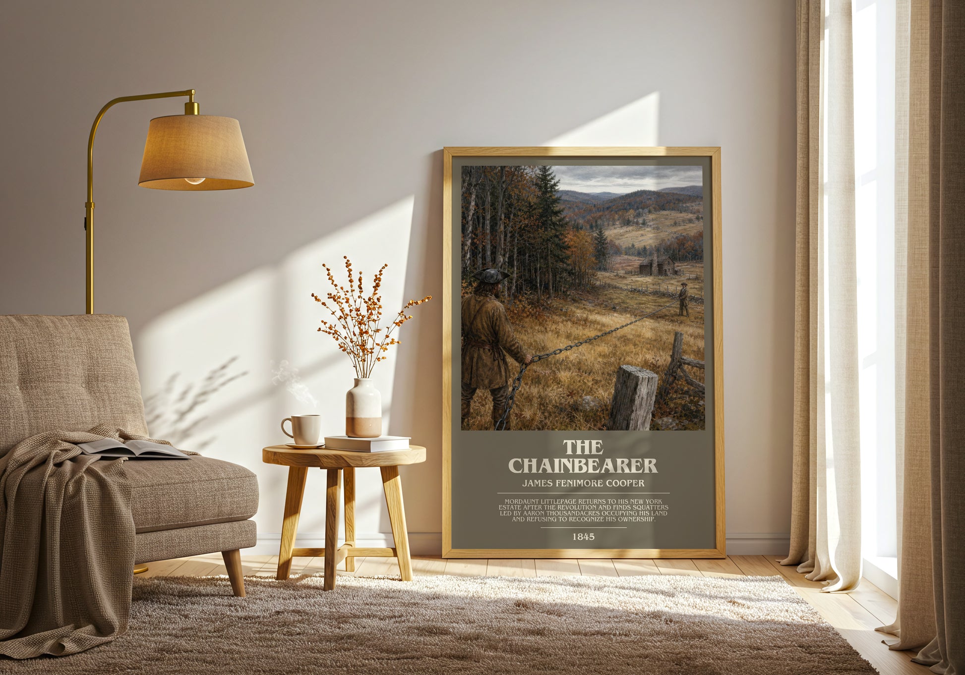 The Chainbearer bookish print on bookshelf – James Fenimore Cooper fan gift