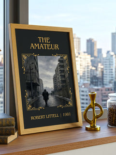 The Amateur Classic Book Art Print by Robert Littell – framed print on a city-view windowsill