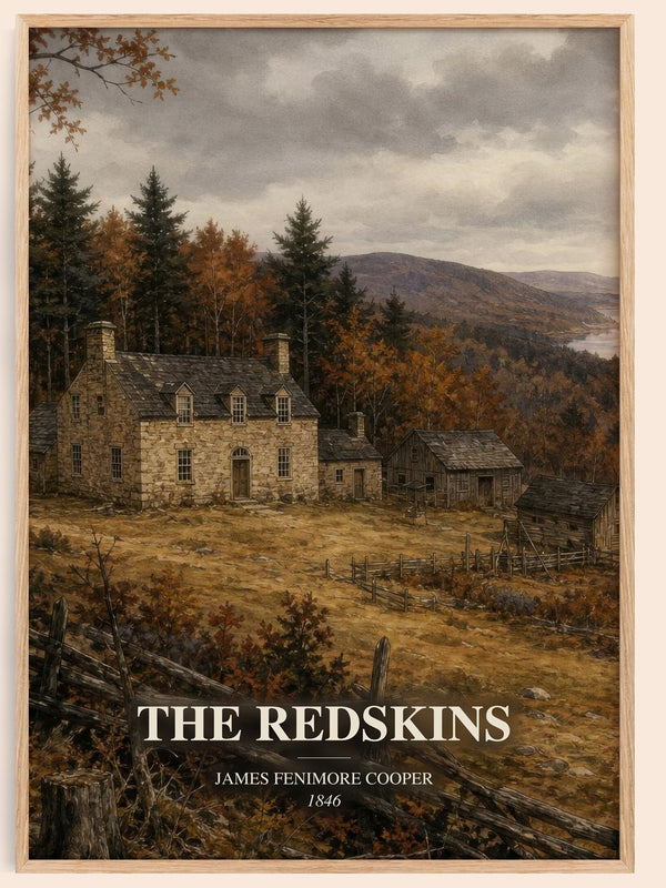 The Redskins watercolour book poster by James Fenimore Cooper – framed literary art print