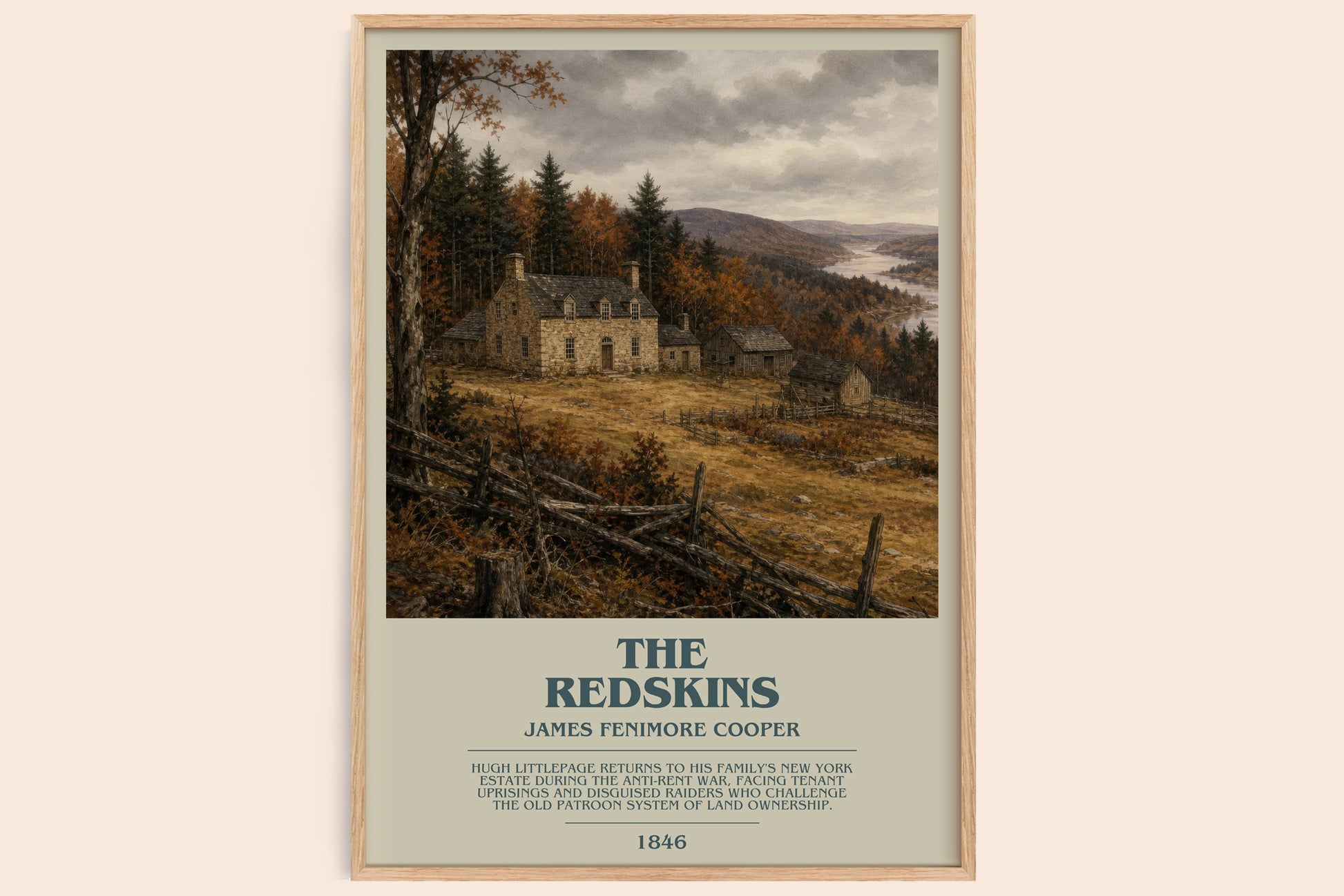 The Redskins bookish book poster by James Fenimore Cooper – framed literary art print