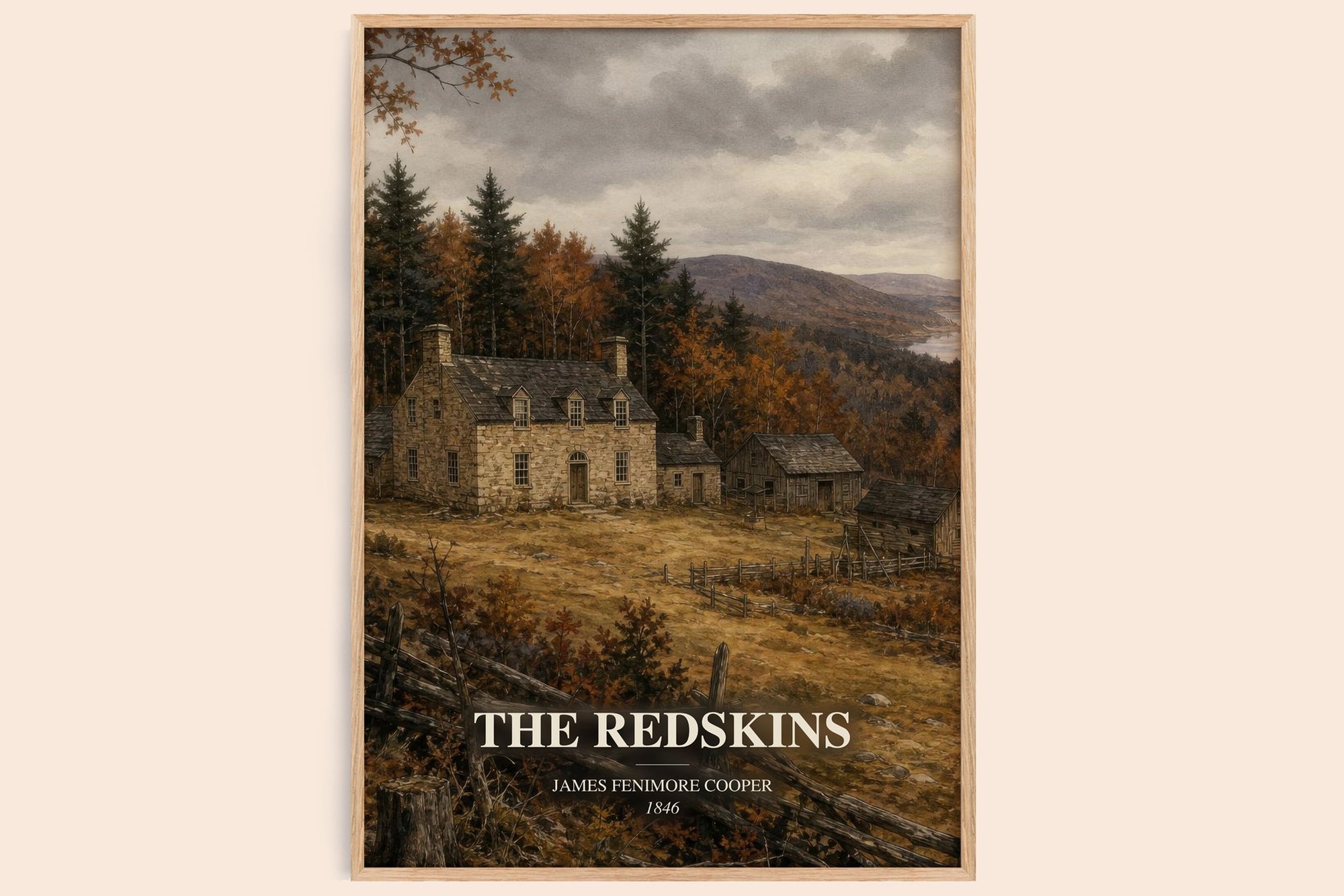 The Redskins watercolour book poster by James Fenimore Cooper – framed literary art print