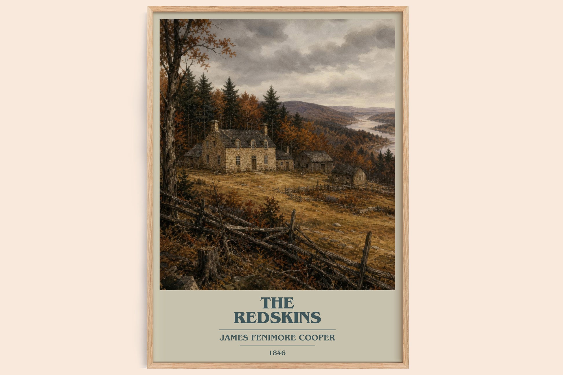 The Redskins book cover book poster by James Fenimore Cooper – framed literary art print