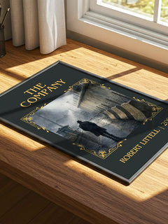 The Company Classic Book Art Print by Robert Littell – print on a sunlit desk