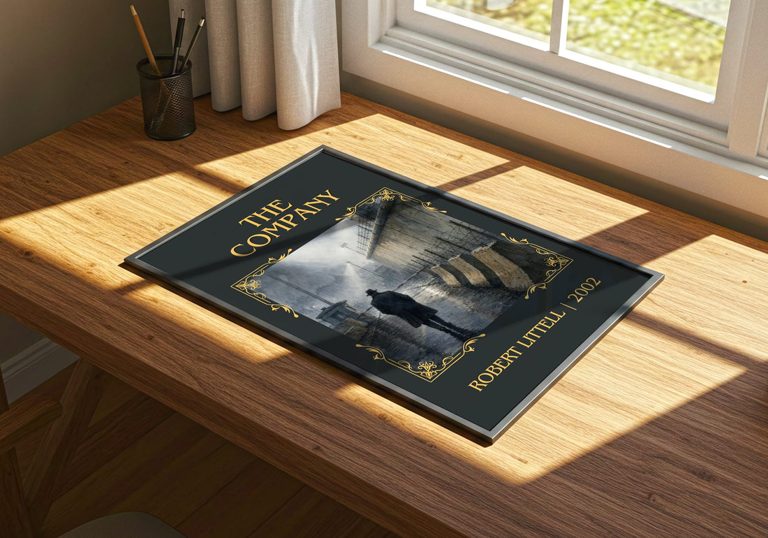 The Company Classic Book Art Print by Robert Littell – print on a sunlit desk