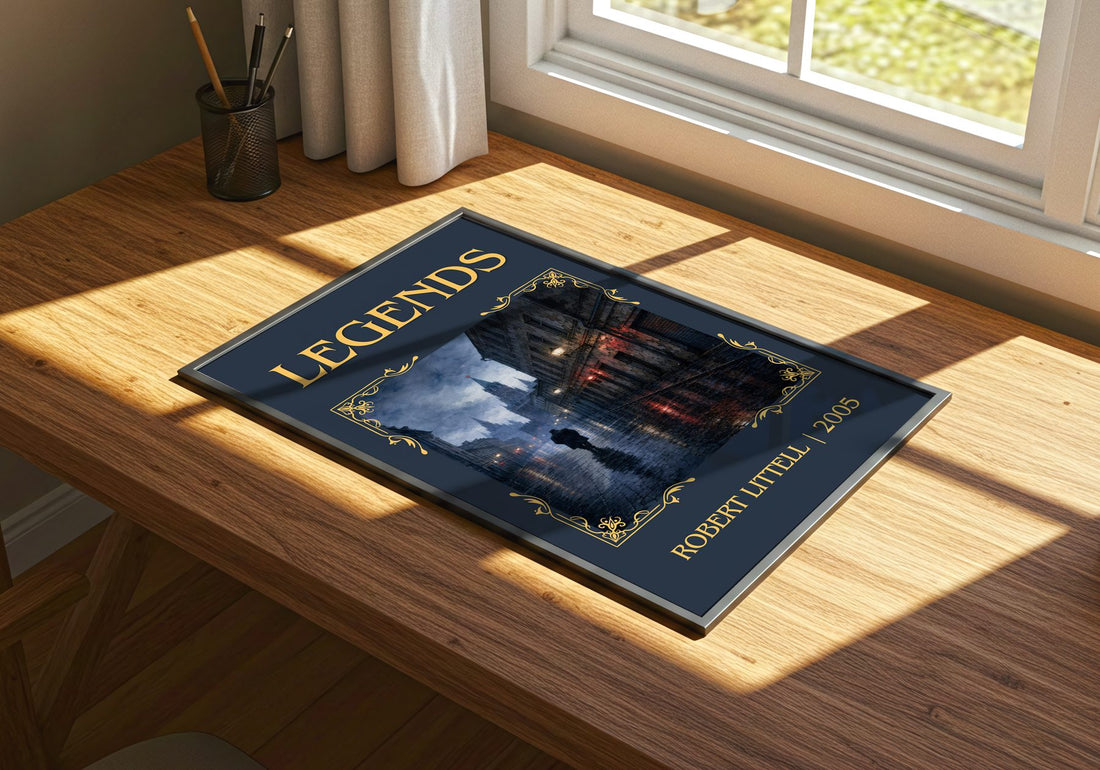Legends Classic Book Art Print by Robert Littell – print on a sunlit desk