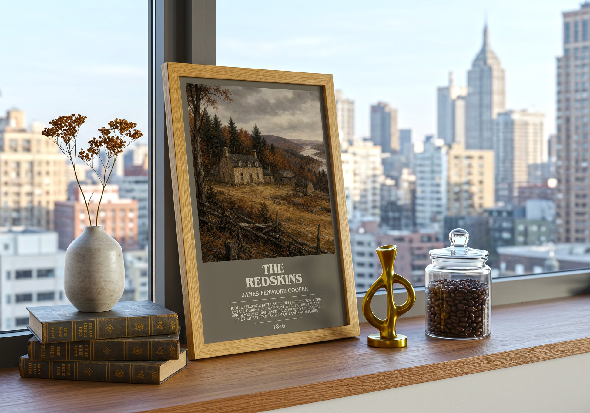 The Redskins bookish print framed by window – literary home decor