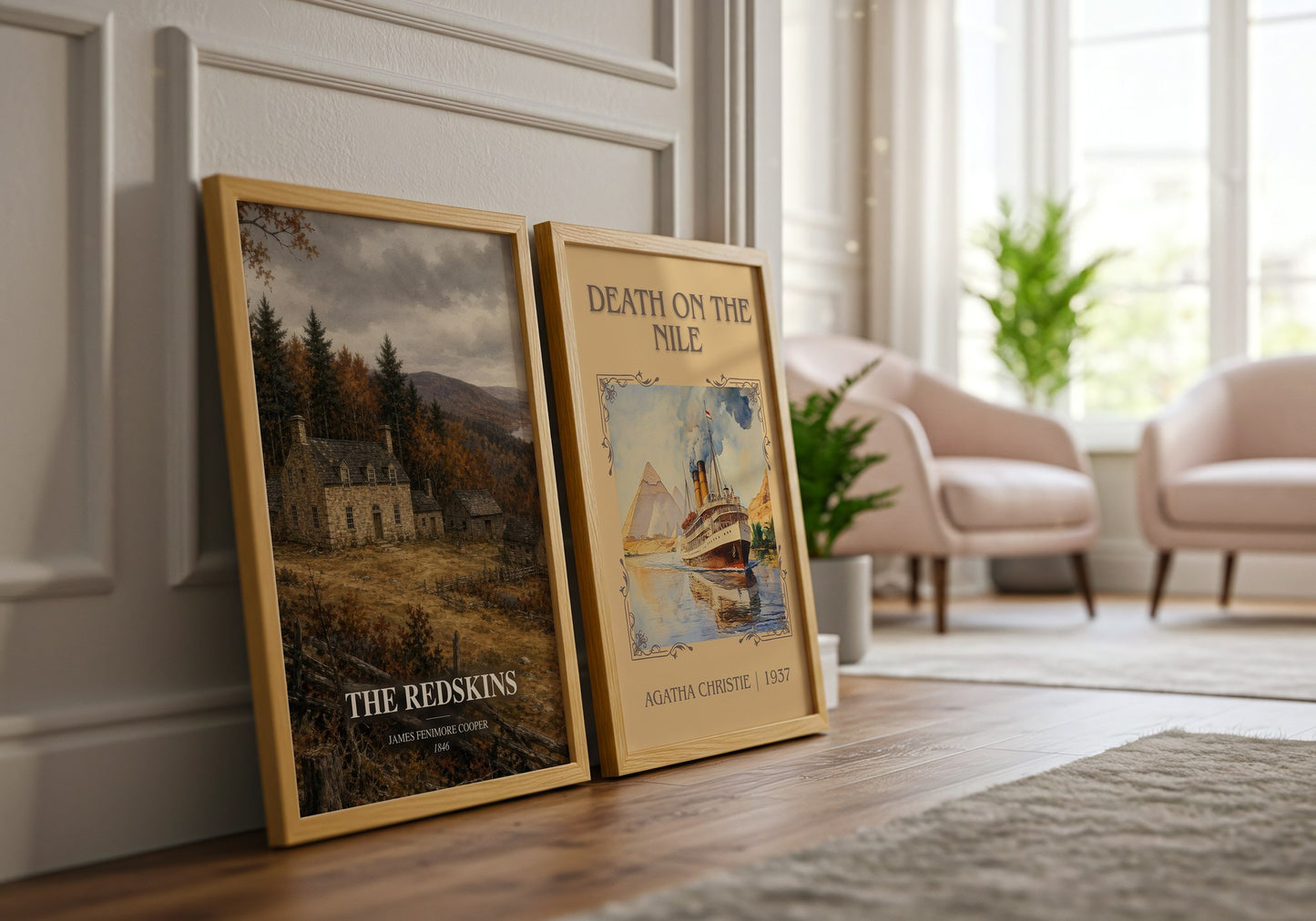 The Redskins watercolour print framed by window – literary home decor