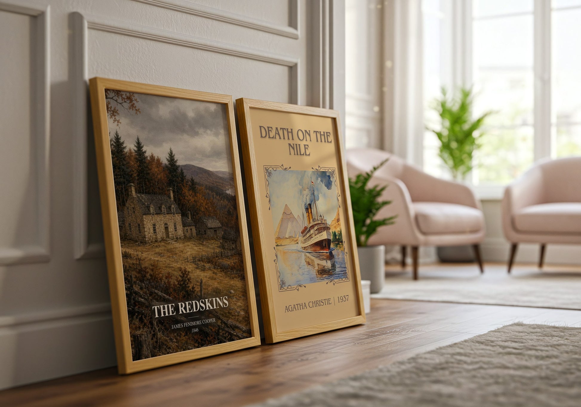 The Redskins watercolour print framed by window – literary home decor