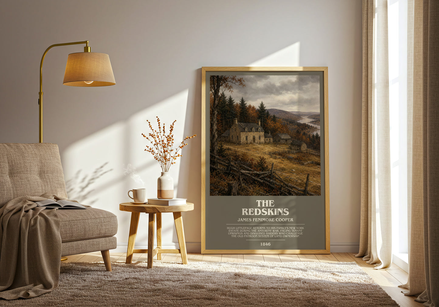 The Redskins bookish print on bookshelf – James Fenimore Cooper fan gift