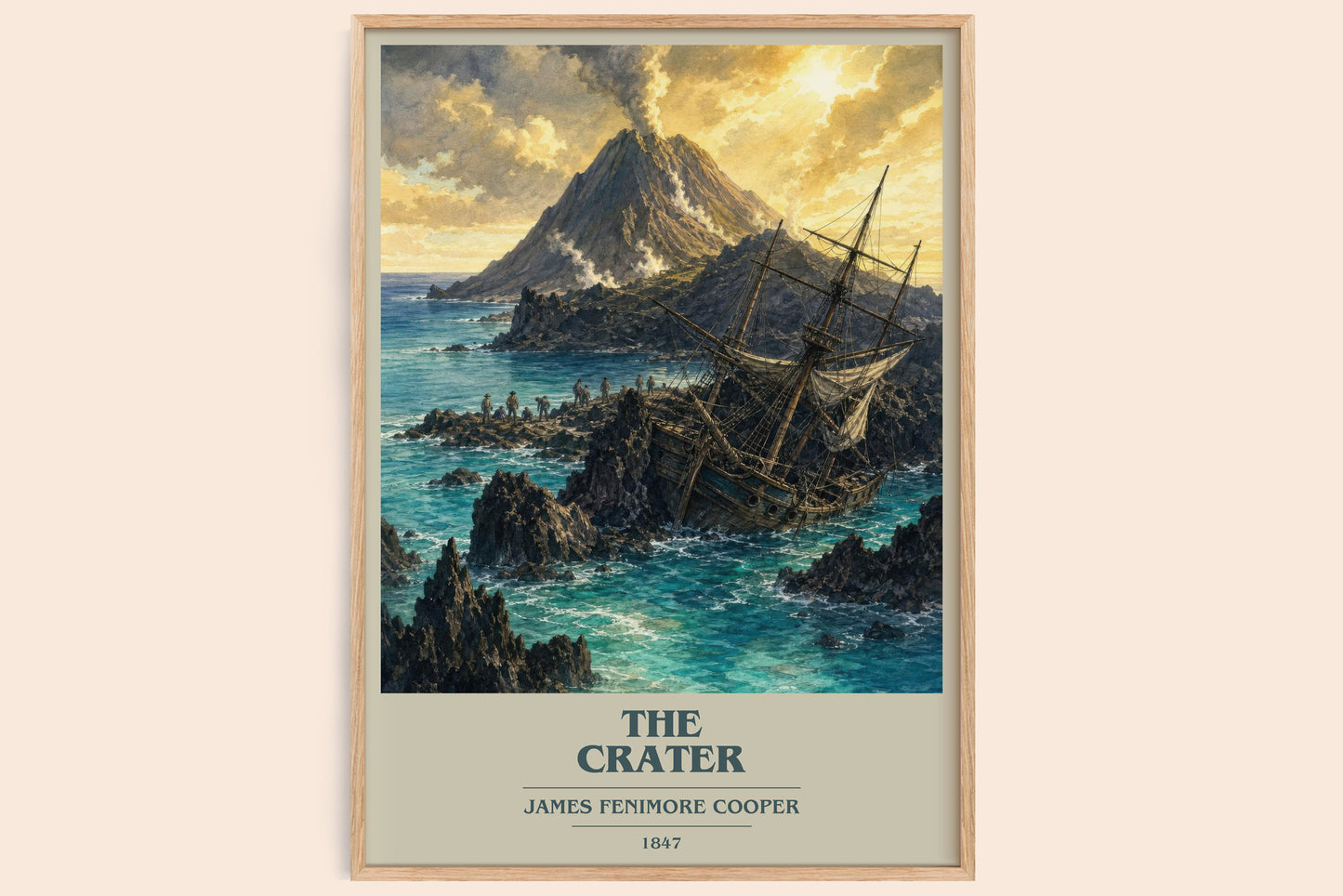 The Crater book cover book poster by James Fenimore Cooper – framed literary art print