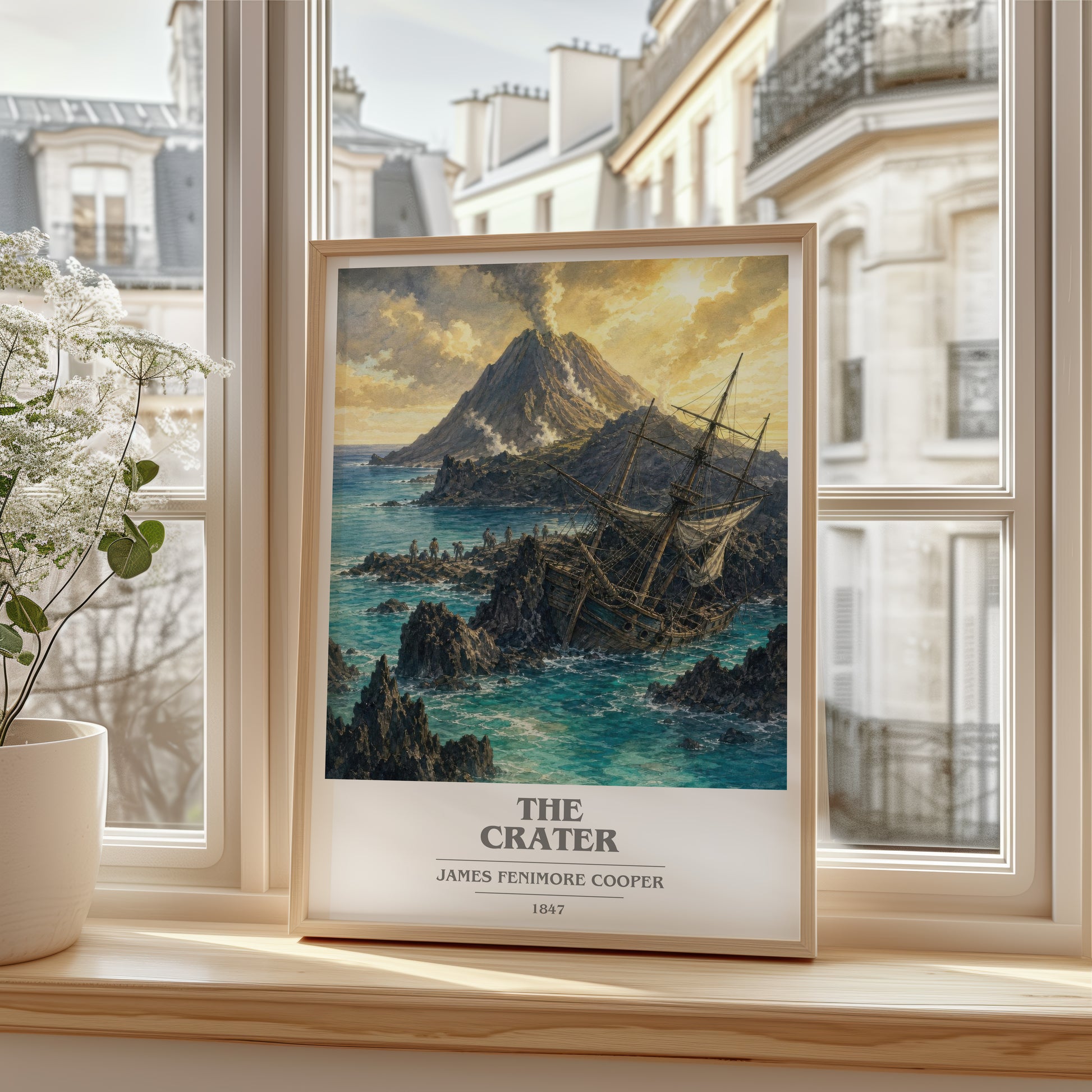The Crater book cover poster colour and style options – James Fenimore Cooper book art