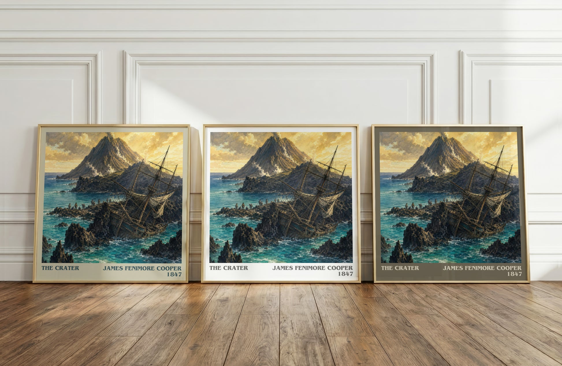 The Crater literary art print colour and style options – James Fenimore Cooper book art