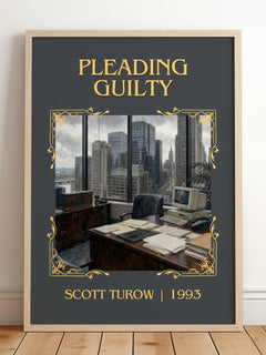 Pleading Guilty Classic Book Art Print by Scott Turow – framed print leaning on a wooden floor