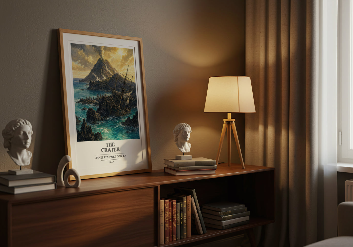 The Crater book cover book poster framed on wall – adventure wall art
