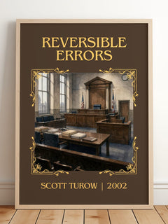 Reversible Errors Classic Book Art Print by Scott Turow – framed print leaning on a wooden floor