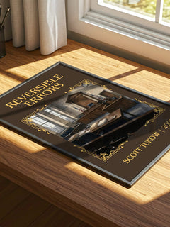 Reversible Errors Classic Book Art Print by Scott Turow – print on a sunlit desk