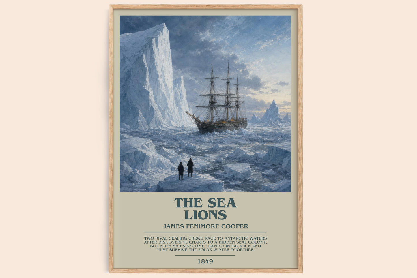 The Sea Lions bookish book poster by James Fenimore Cooper – framed literary art print