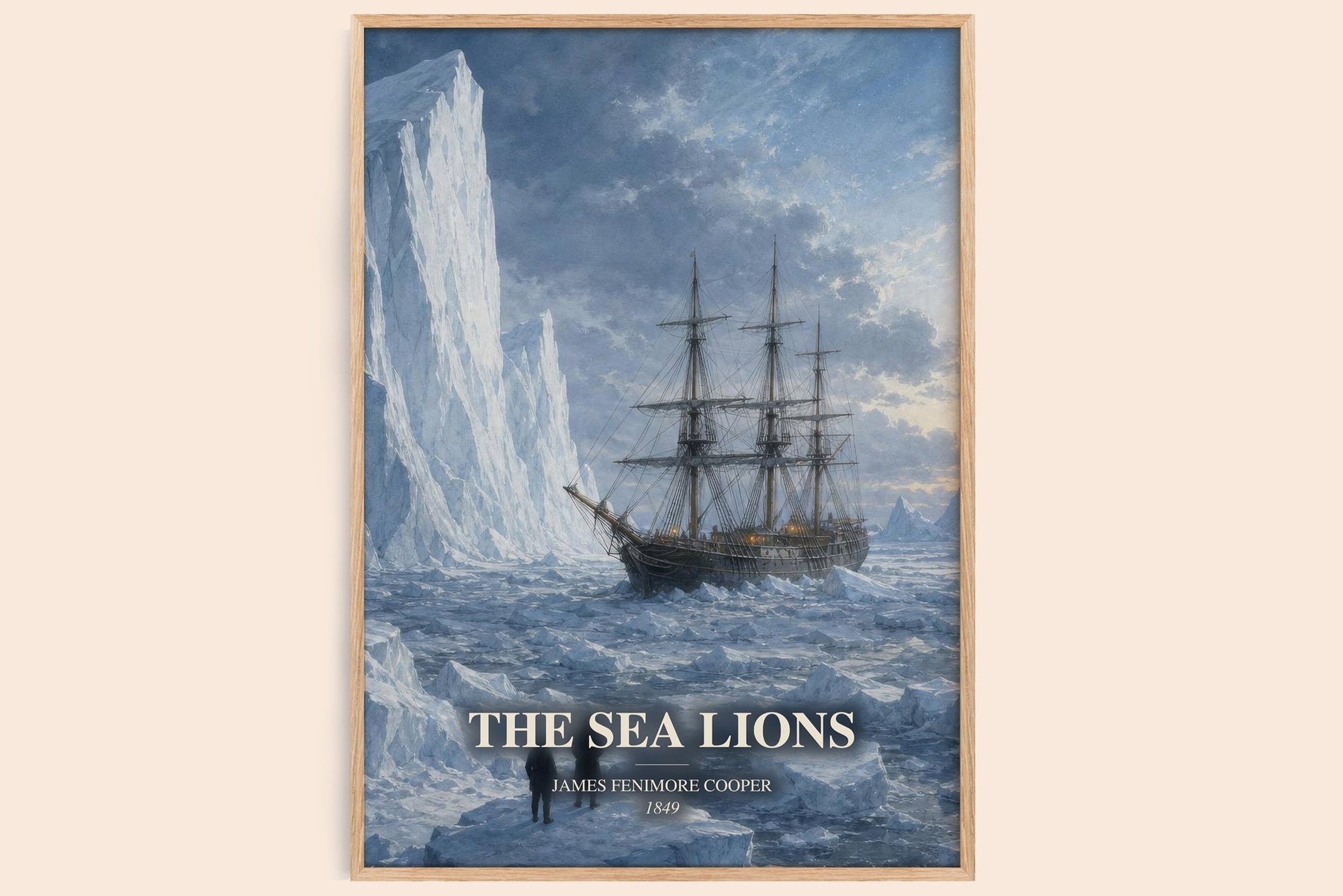 The Sea Lions watercolour book poster by James Fenimore Cooper – framed literary art print