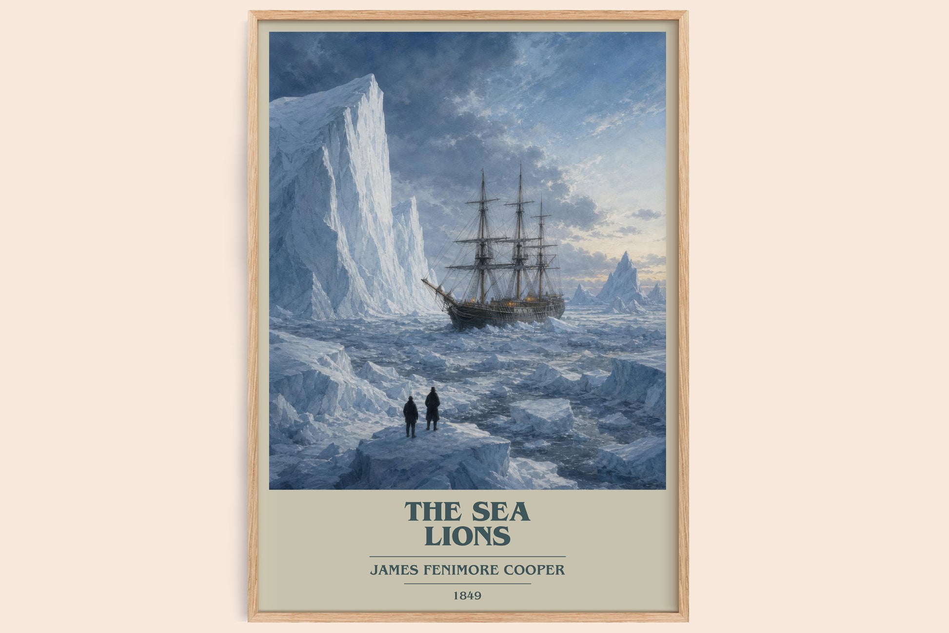 The Sea Lions book cover book poster by James Fenimore Cooper – framed literary art print