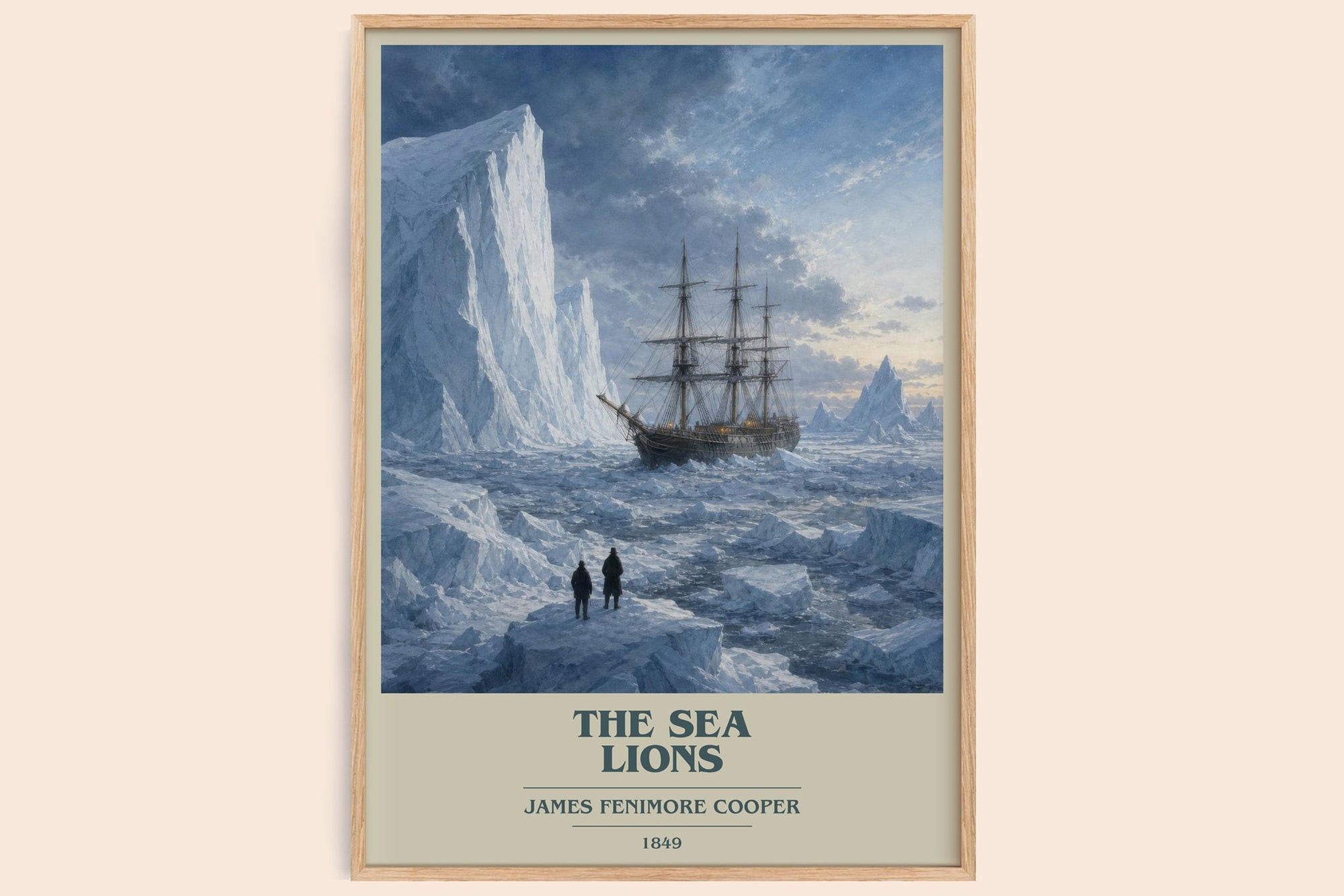 The Sea Lions book cover book poster by James Fenimore Cooper – framed literary art print