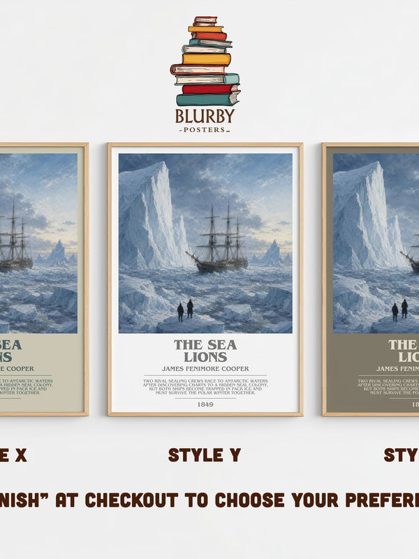 The Sea Lions bookish print in frame leaning in hallway – adventure wall art