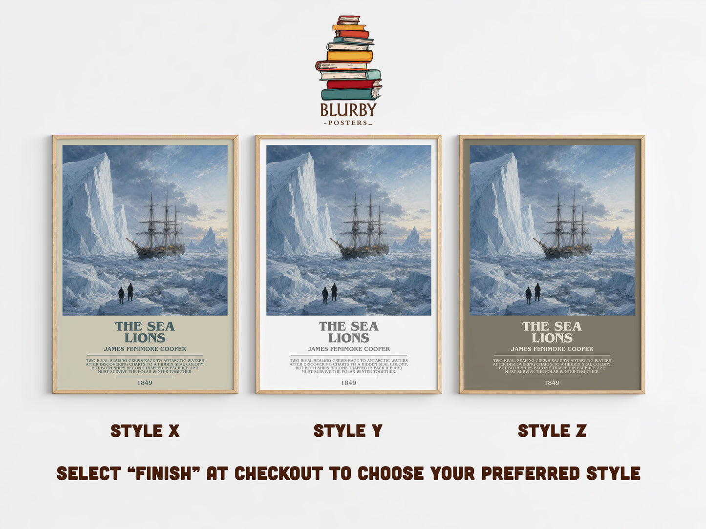 The Sea Lions bookish print in frame leaning in hallway – adventure wall art