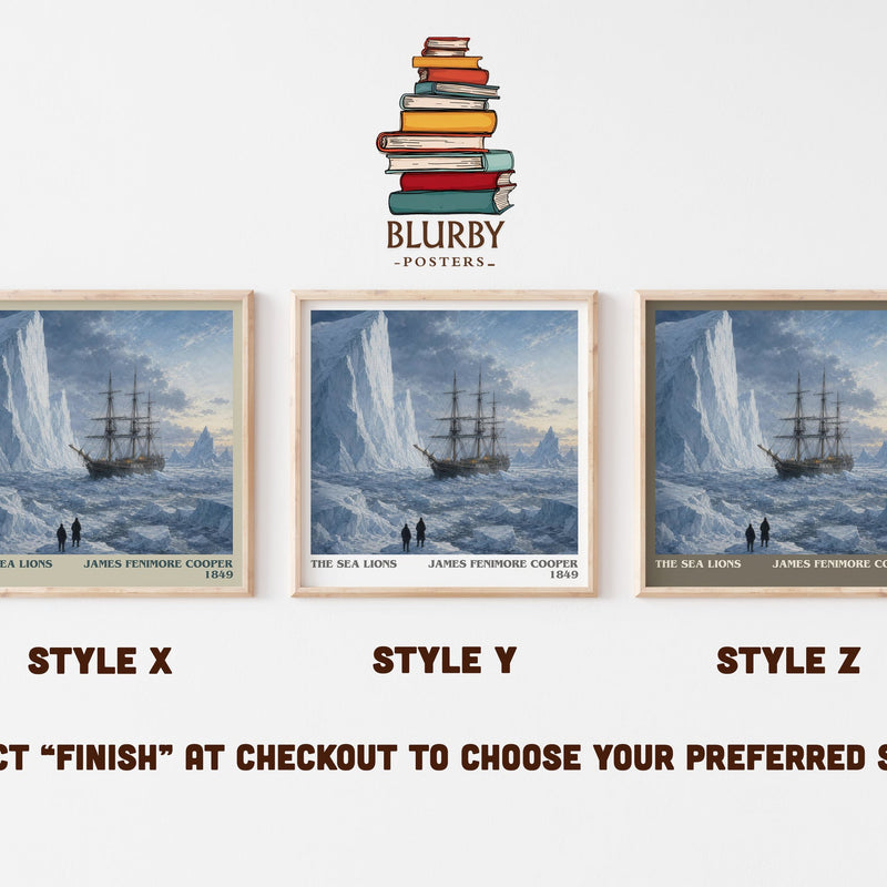 The Sea Lions literary print in frame leaning in hallway – adventure wall art