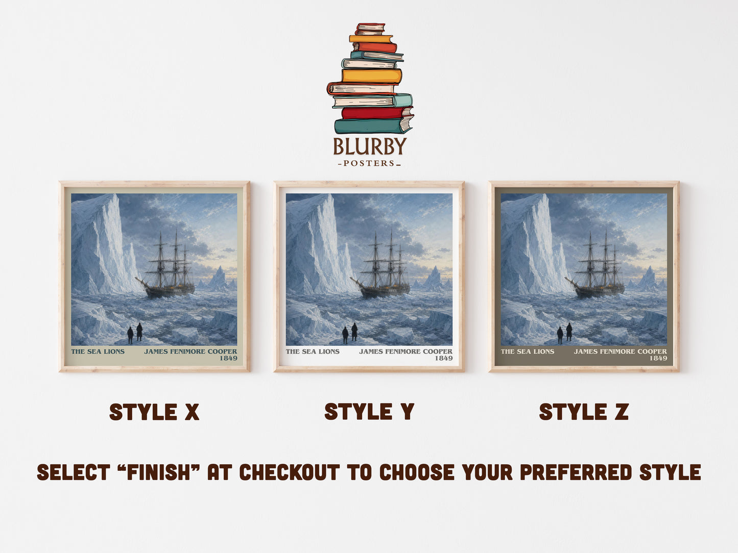 The Sea Lions literary print in frame leaning in hallway – adventure wall art