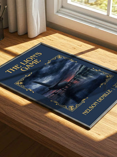 The Lion's Game Classic Book Art Print by Nelson DeMille – print on a sunlit desk