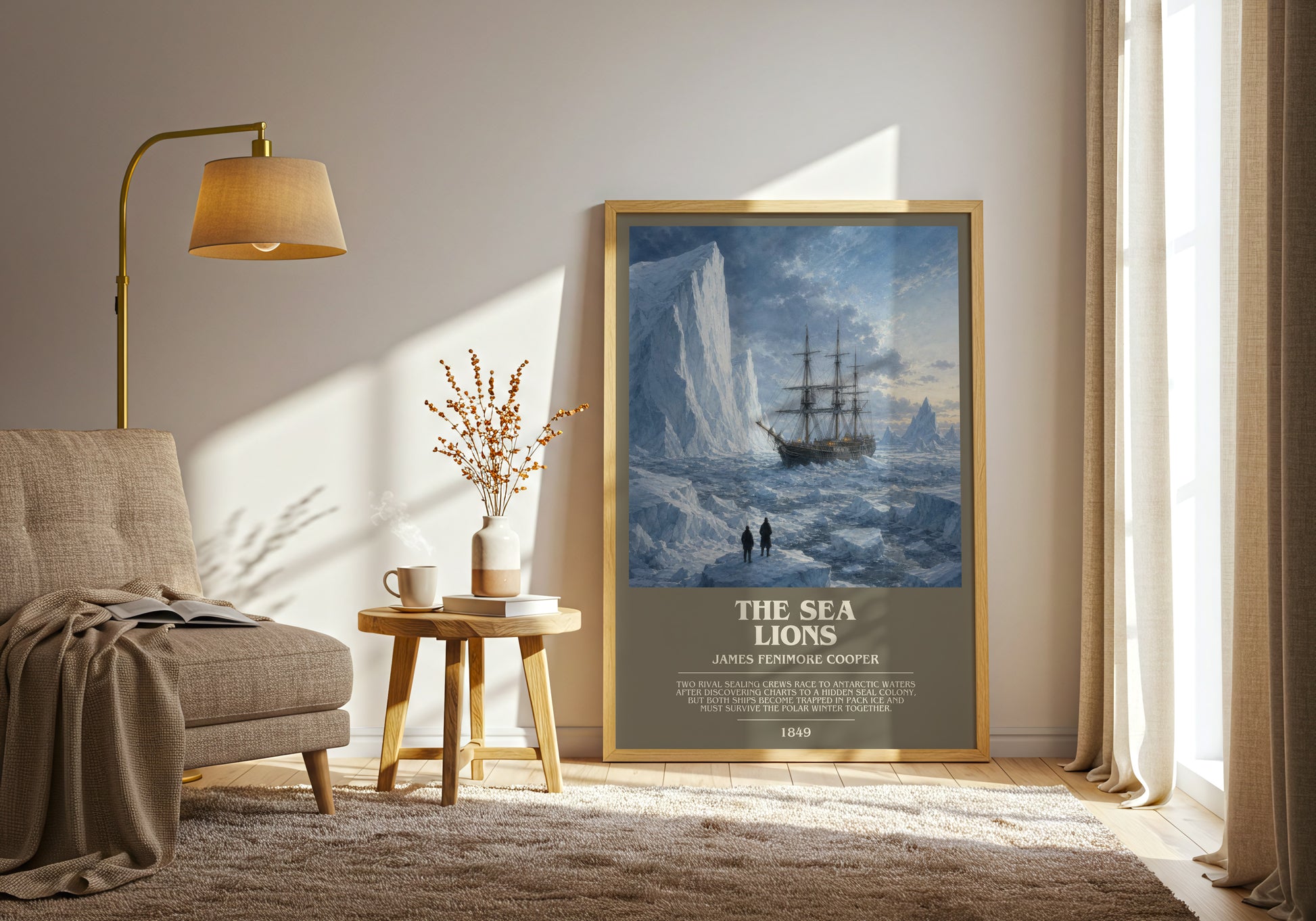 The Sea Lions bookish print on bookshelf – James Fenimore Cooper fan gift