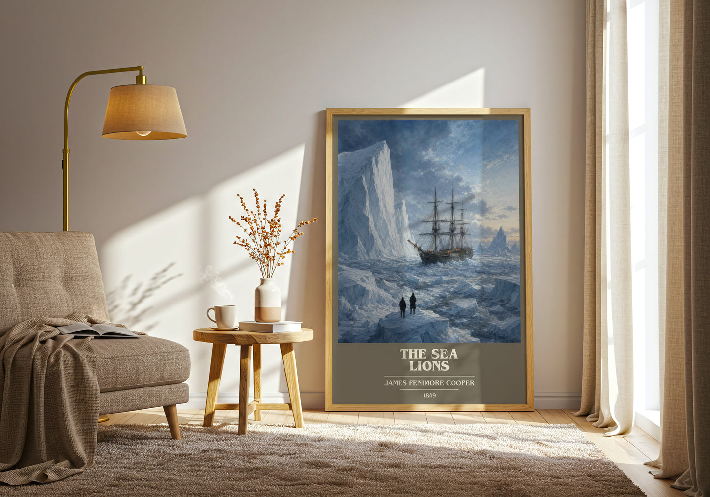 The Sea Lions book cover print on bookshelf – James Fenimore Cooper fan gift