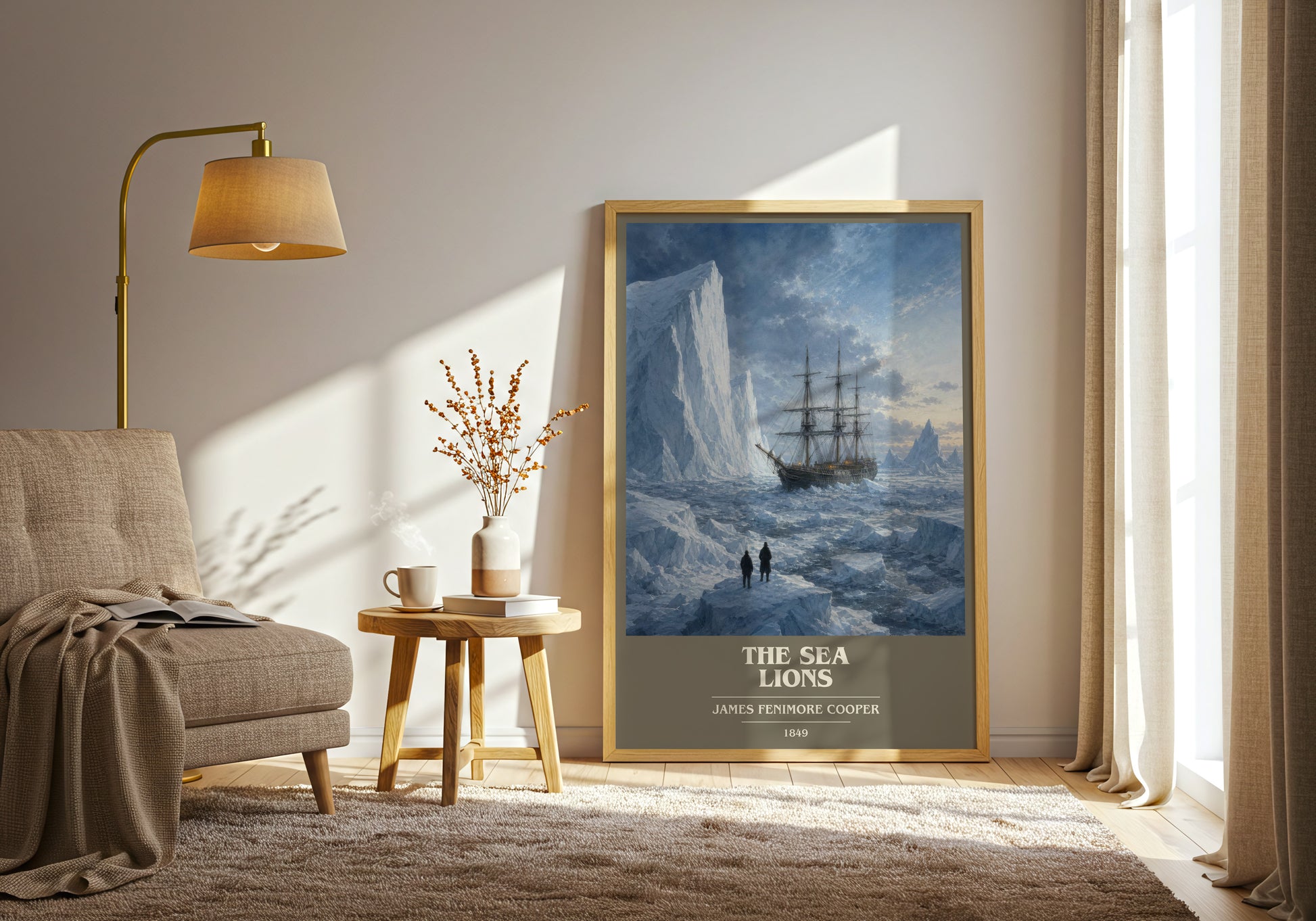 The Sea Lions book cover print on bookshelf – James Fenimore Cooper fan gift