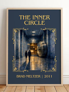 The Inner Circle Classic Book Art Print by Brad Meltzer – framed print leaning on a wooden floor