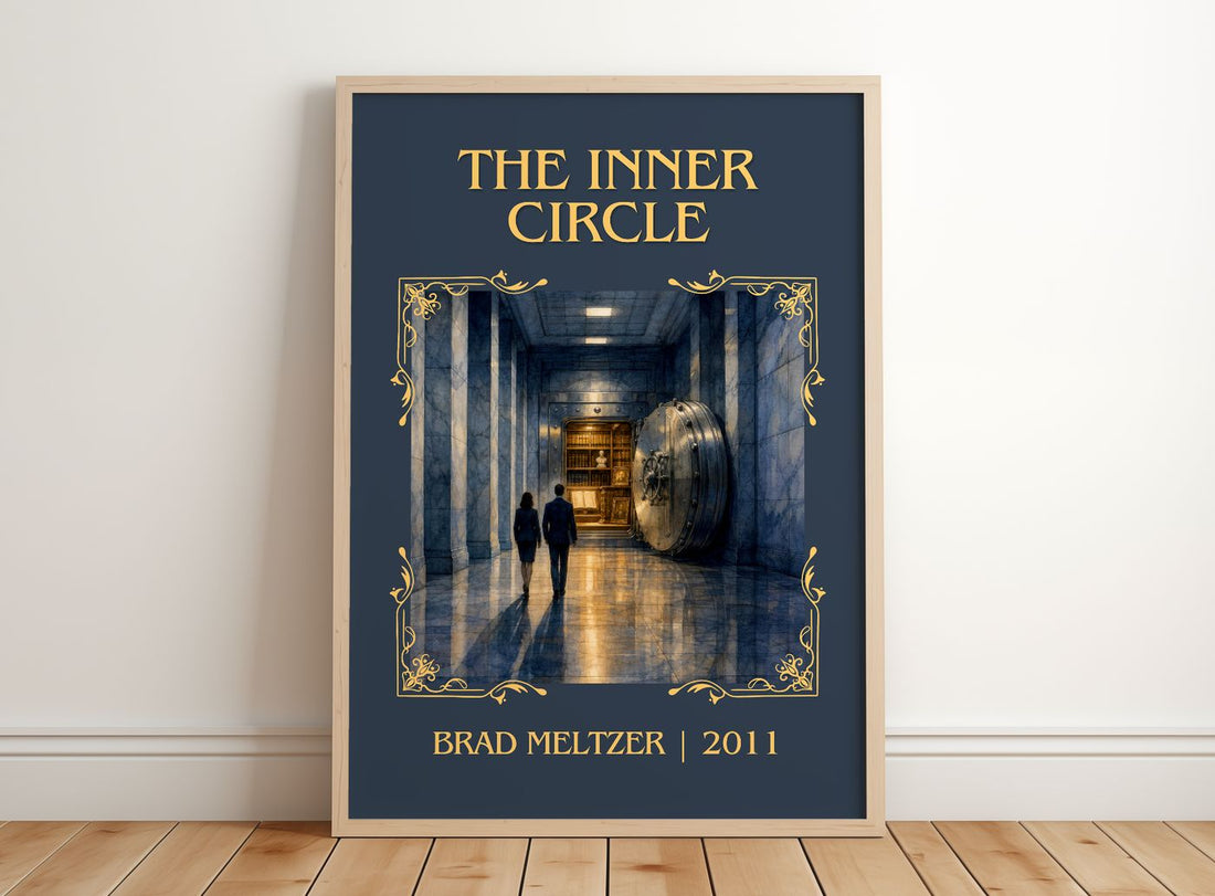 The Inner Circle Classic Book Art Print by Brad Meltzer – framed print leaning on a wooden floor
