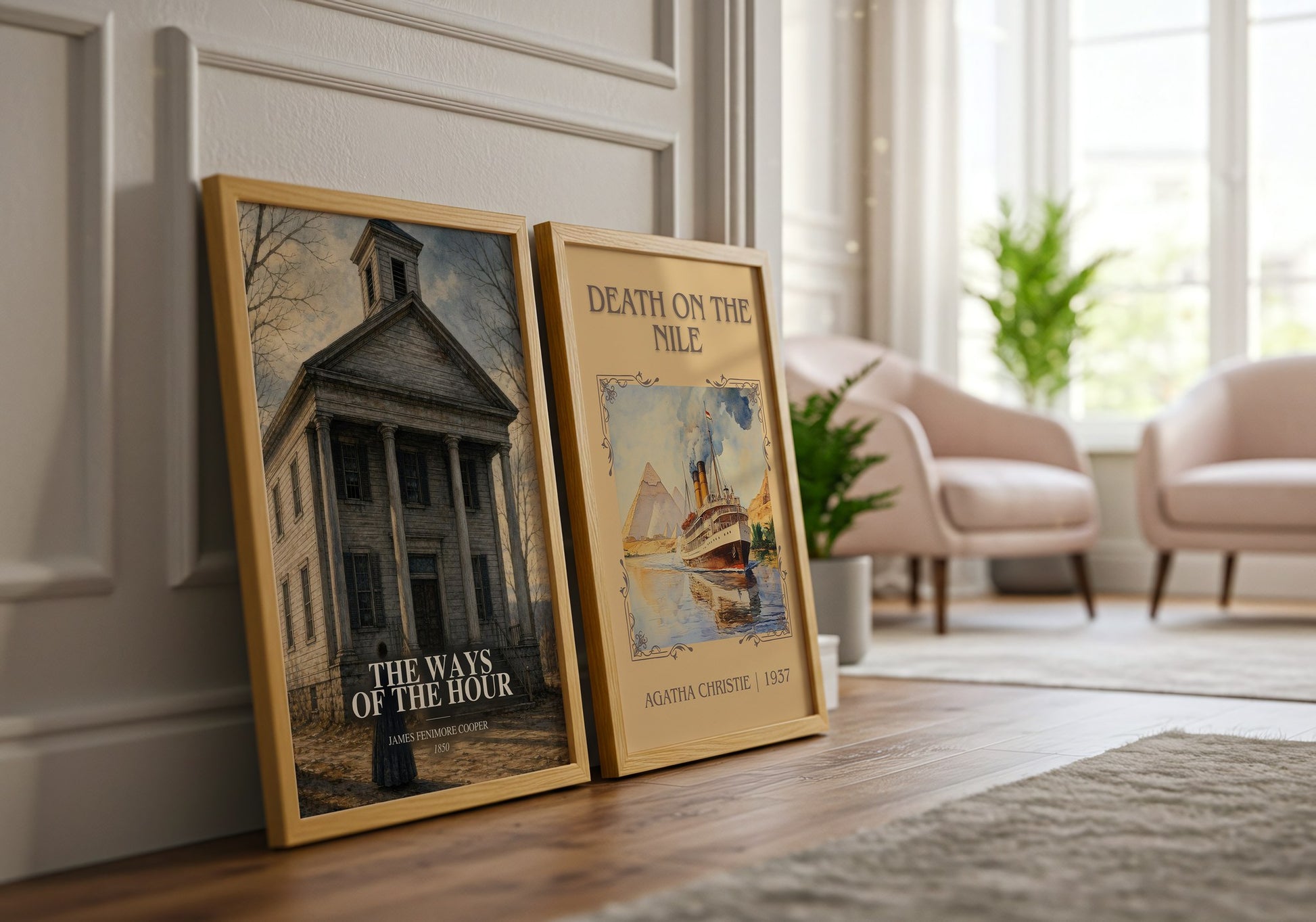 The Ways Of The Hour watercolour print framed by window – literary home decor