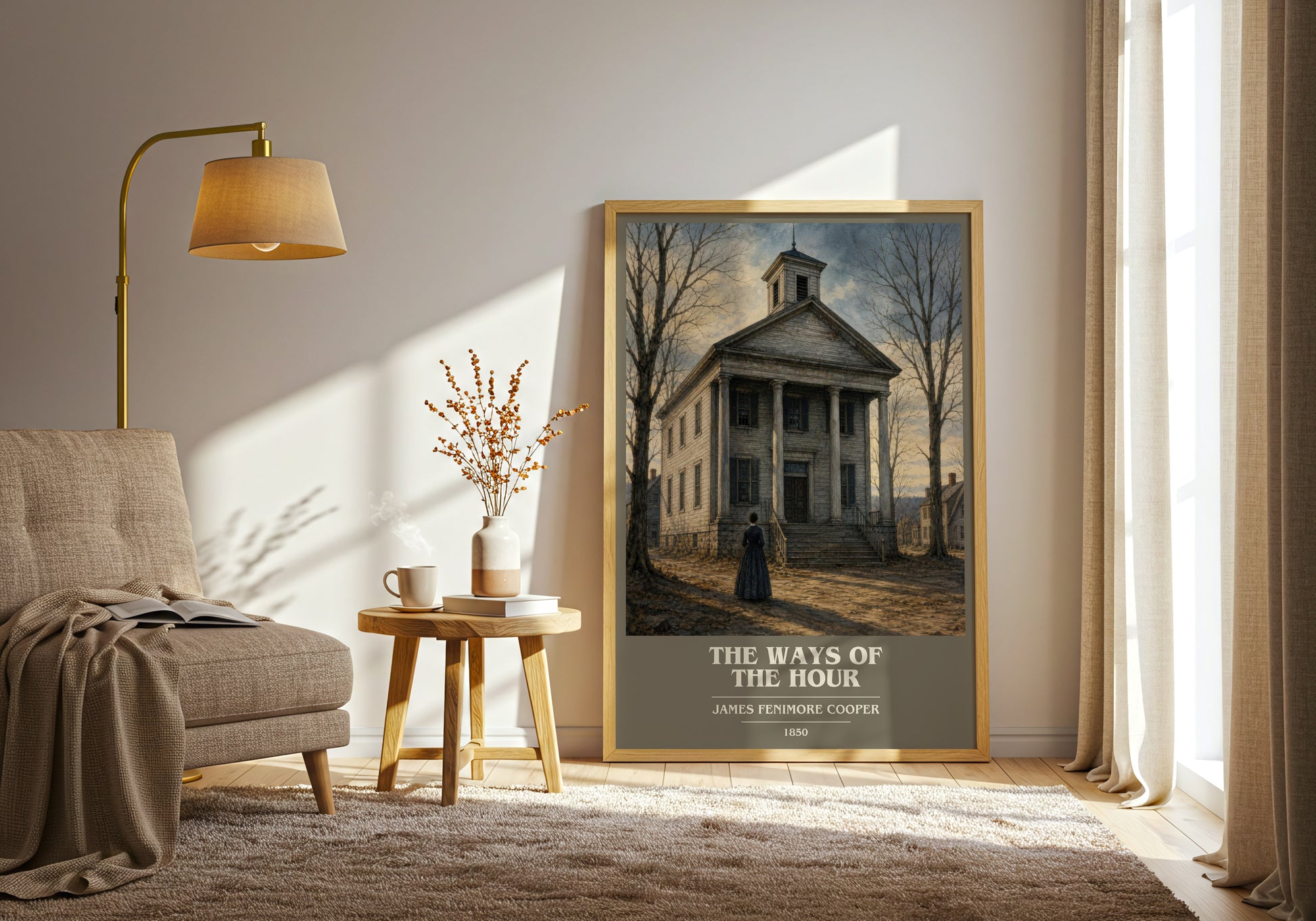 The Ways Of The Hour book cover print on bookshelf – James Fenimore Cooper fan gift