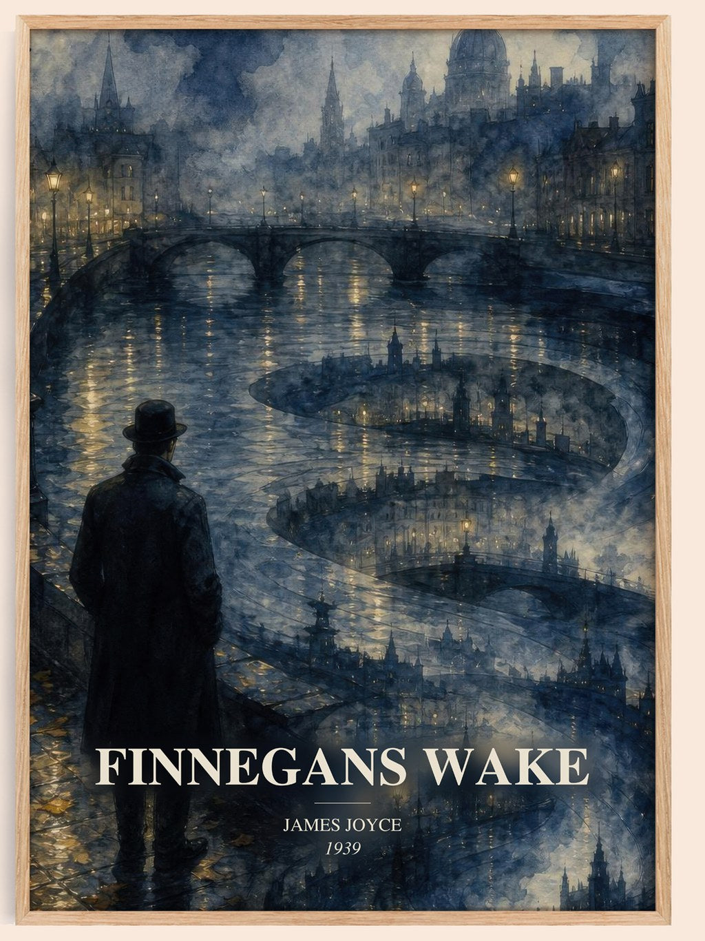 Finnegans Wake watercolour book poster by James Joyce – framed literary art print
