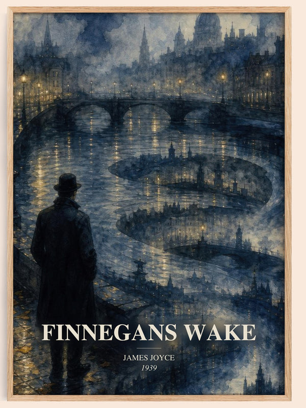 Finnegans Wake watercolour book poster by James Joyce – framed literary art print